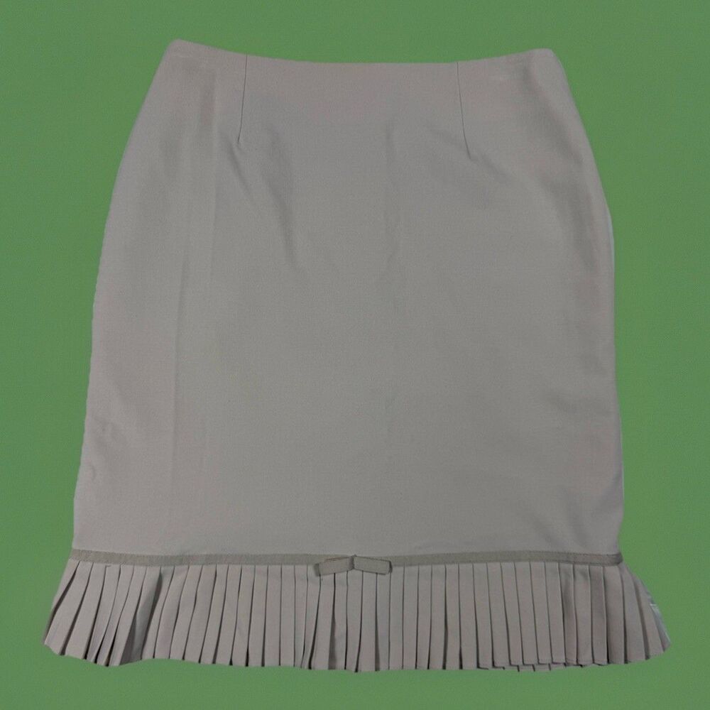 Worthington Skirt Womens 6 Taupe Pleated Hem Bow Pencil Office Siren Y2K